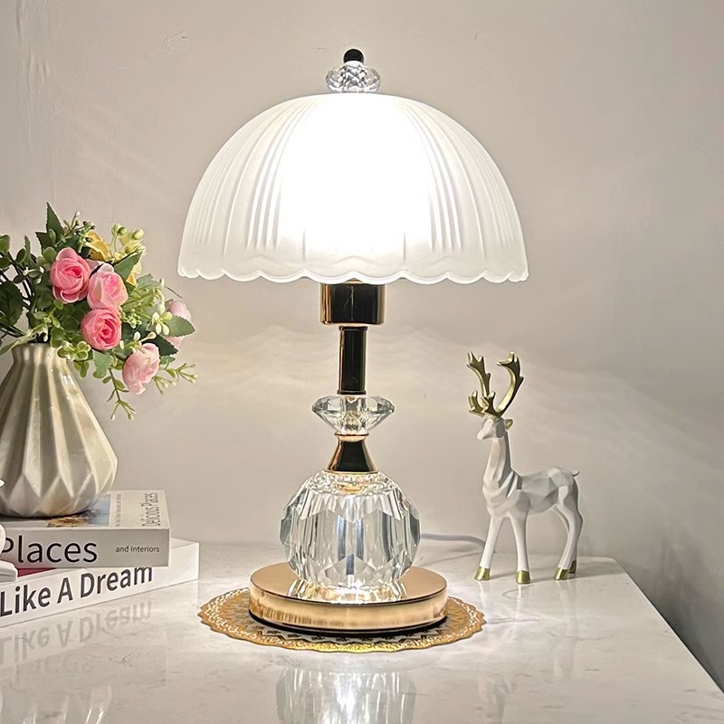 Desk Lamp - Kristall-Schreibtischlampe, hochwertige, modische, einfache Schlafzimmer-Nachttischlampe, luxuriöse,