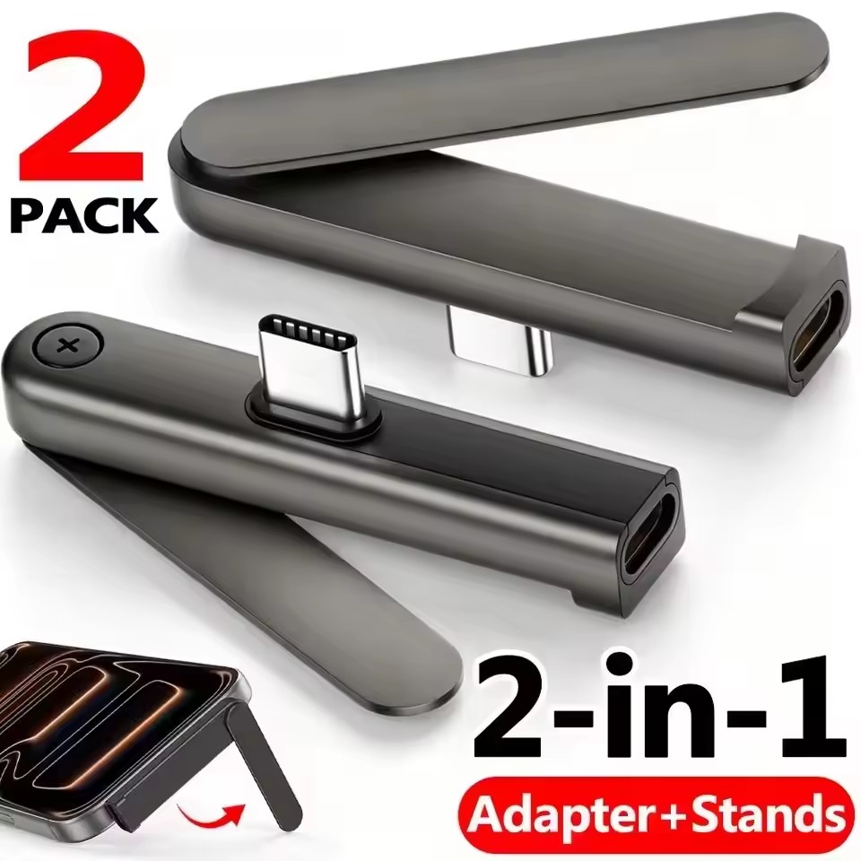 Standing Desk - 2/1 Stück Tragbarer USB-C-zu-3,5-mm-Audio-Adapter, Faltbarer Adapter,