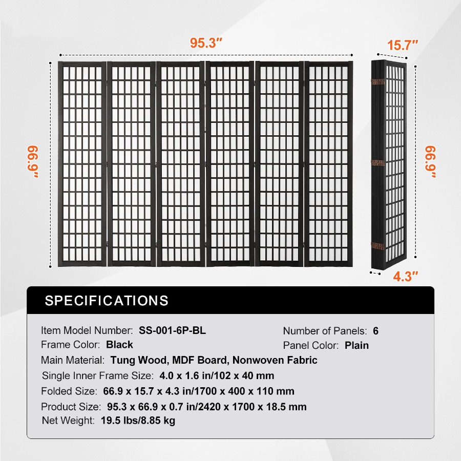 6-teiliger Japanischer Raumtei – Partition Screen Divider Bewertung und Preis