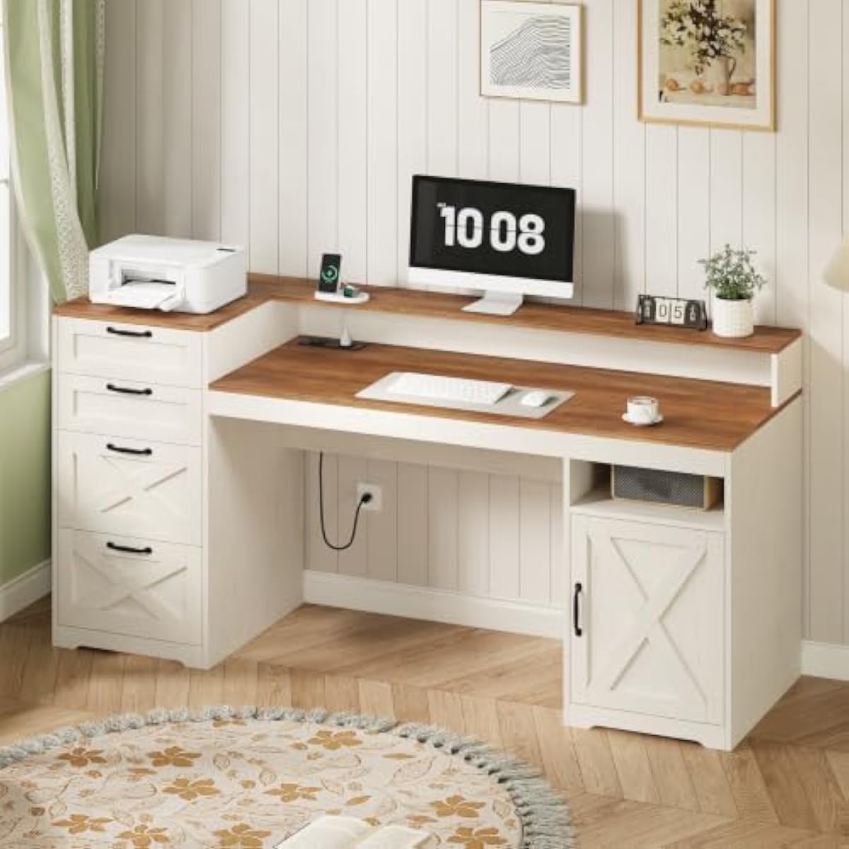 63 Zoll großer, rustikal weiße – Printer Stand Bewertung und Preis
